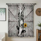 Funny Farm Animals Living Room Curtains 96 Inch Length, Window Curtains Tab Top, Vintage Barn Grey Sunflowers Light Filtering Window Treatments Drapes 52"x96" 2 Panel