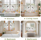 Easter Kitchen Tier Curtains 45 Inch Long 2 Panel Set,Rod Pocket Short Window Treatment,Spring Farmhouse Watercolor Bunny Eggs Wood Grain Light Filtering Curtains & Drapes for Bathroom 27.5"W x 45"L