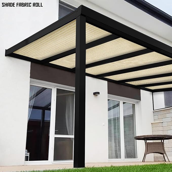 TANG Sun Shade Fabric Roll 8'x143' Shade Cloth for Garden Beige HDPE Mesh Shading Pergola Cover Replacement Canopy, 95% Blockage Sunshades for Outdoor Patio Backyard Plant