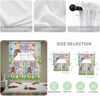 Swag Valance Curtains, Happy Easter Rabbit Butt Egg on Daisy Leaf Rod Pocket Valances Swag Topper for Kitchen Windows, Bufferfly on Wood Barn Light Filtering Short Curtain for Bedroom Bathroom 56x36In