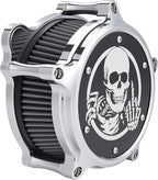 Motorcycle Air Cleaner Skull Style Air Filter with Dustproof Protective Cover Kit for Harley Davidson Touring Trike 2008-16 Softail 2016-17 Dyna 2017 (Chrome)