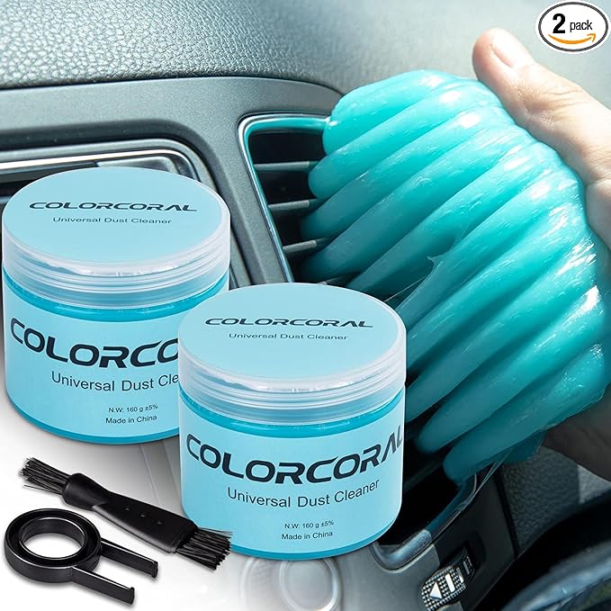 ColorCoral 2Pack Car Cleaning Gel Universal Dust Cleaner for Car Vent Keyboard Cleaning Detailing Slime Putty Cleaning Kit Car Accessories, Gifts for Adults Men Women Kids Teens