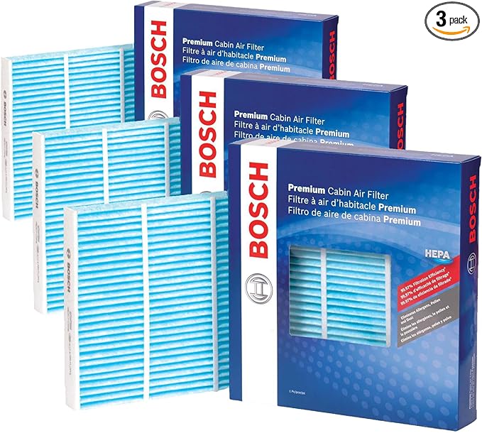 BOSCH 6037C HEPA Cabin Air Filter - Compatible with Select Acura RDX; Honda Accord, Civic, Clarity, CR-V, CR-Z, Fit, HR-V, Insight, Odyssey (Pack of 3)