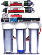 LiquaGen - 6 Stage Reverse Osmosis + Deionization (RO/DI) Water Filter System w/Glycerin Filled Pressure Gauge - 100 GPD | Under Sink Water Filter Machine for Aquarium Water Purification