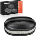 A-Premium Universal 12" Oval Black Air Cleaner Filter Assembly - 8-3/8 "x 2", Oval Black, Full Finned Air Cleaner - Fit For 5-1/8" carburetor neck