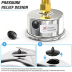 MEANLIN MEASURE -30inHG~30Psi Vacuum Gauge Stainless Steel 1/4" NPT 2" FACE DIAL Waterproof for Air Compressor HVAC Negative Pressure Hand Pump Pool Back Mount with 1/2" NPT and 3/8" NPT Hex Bushing