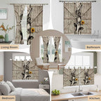 Funny Farm Animals Living Room Curtains 84 Inch Length, Window Curtains Tab Top, Vintage Barn Brown Sunflowers Light Filtering Window Treatments Drapes 52"x84" 2 Panel