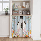 Easter Kitchen Curtains 54 Inch Long 2 Panel Set,Rod Pocket Window Curtains Panels,Spring Watercolor Bunny Eggs Flower Wood Grain Blue Light Filtering Drapery Draperies for Bathroom 52"W x 54"L