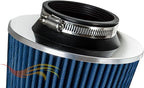 Rtunes Racing Universal Clamp-On Air Filter, Standard Cone, Dry Washable Design, Multiple Inlet Sizes (Blue, 3.25" Inch)