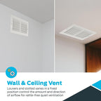 EZ-FLO 10 x 6 Inch (Duct Opening) Air Vent Cover for Wall or Ceiling, Two-Way Ventilation Register, Solid Steel HVAC Register Cover, White, 61610