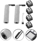 Cabilock 1set Replacement Brush and Filter for Floor Scrubber Includes Slim Rollers and Filters Compatibility for Cleaning and Odor Removal