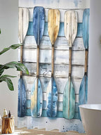 Sheer Curtains 96 Inches Long, Lake Paddle Striped Semi Sheer Curtains Light Filtering Window Treatment, Watercolor Vintage Wood Grain Privacy Voile Drapes for Living Room Bedroom 52x96 Inch