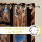 2 Panel Kitchen Cafe Curtains, Desert Camels Sunlight Filtering Nature Air Through, Home Decor Window Covering Tier Curtains for Living Room 104W x 96L inch Brown Wildlife Farmhouse Animals Rustic