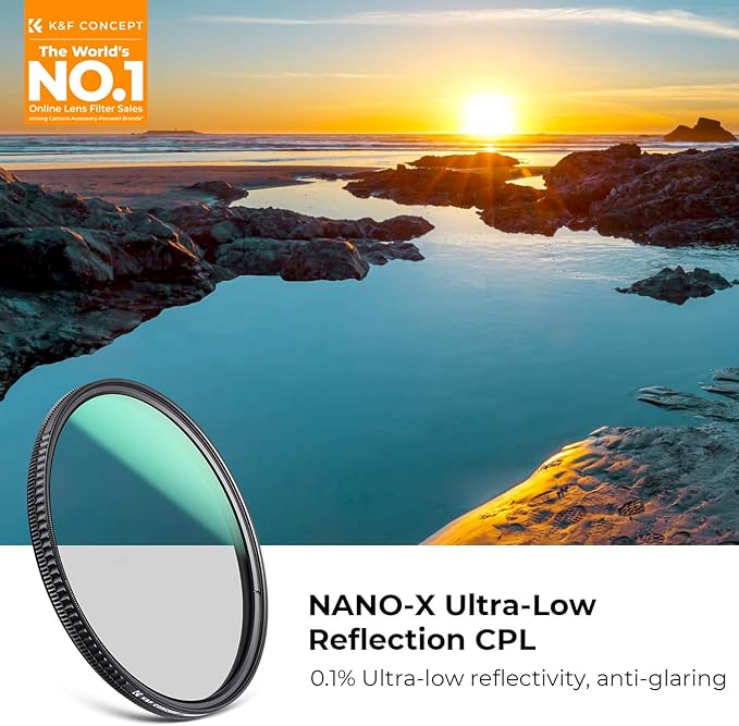 K&F CONCEPT 95mm Ultra-Low Reflectivity Polarizers Filter, 28 Multi-Layer Coatings Ultra-Slim HD Circular Polarizing Camera Lens Filter (Nano-X Series)