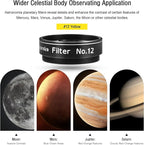 Astromania Telescope Filter, Planetary Filter with Metal Frame for Astronomical Telescope Eyepiece, 1.25 Inch Telescope #12 Yellow Color Filter for Enhancing Contrast in Lunar Planetary Observation