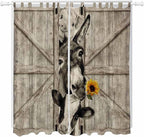 Funny Farm Animals Living Room Curtains 96 Inch Length, Window Curtains Tab Top, Vintage Barn Brown Sunflowers Light Filtering Window Treatments Drapes 52"x96" 2 Panel