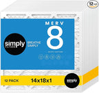 Simply 14x18x1 Air Filter, Merv 8, MPR 600, 12 Pack, Furnace Air Filter for HVAC (Actual Size: 13.75"x17.75"x0.75") DUST, Pet, & Allergy Control
