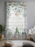 Sheer Curtains 96 Inches Long, Coastal Eucalyptus Leaf Semi Sheer Curtains Light Filtering Window Treatment, Sage Green Gnomes Starfish Privacy Voile Drapes for Living Room Bedroom 52x96 Inch