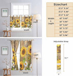 Farmhouse Sunflowers Bedroom Curtains 72 Inch Length, Window Curtains Tab Top, Rustic Floral Buttterfly Wood Board Brown Light Filtering Window Treatments Drapes 52"x72" 2 Panel