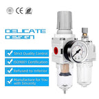 NANPU 1/4" NPT Compressed Air Filter Regulator Lubricator Combo, Water/Oil Trap Separator - Gauge(0-150 psi), Poly Bowl, Semi-Auto Drain, Bracket