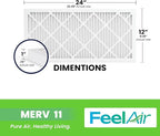 12x24x1 Air Filter – 6 Pack, MERV 11 Pleated HVAC & Furnace Filter, Electrostatic Mechanical Filtration (Actual Size 11.50 x 23.50 x 0.75)