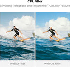 K&F CONCEPT Snap On CPL ND Filter Kit Compatible with DJI Osmo Action 6, 4 Pack CPL ND8 ND16 ND32 Neutral Density Polarizing Action 6 Filter Camera Accessories, Multicoated HD Optical Glass