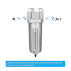 NANPU Industrial Grade Heavy Duty Particulate Filter, Metal Bowl, Suitable for Paint Spray (1/2" NPT, Auto Drain)
