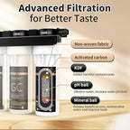 Under Sink Alkaline Water Filter, 9-Layer Water Filter System Reduces Heavy Metals, Chlorine, Sediment, Improves pH and Taste, Remineralization, NSF Certified Sink Water Filter