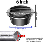6" in Heavy Duty Thickened 304 Stainless Steel Air Vent Cover Louvered Grille Cover Vent Hood Flat Ducting Ventilation Air Vent Wall Air Outlet with Fly Screen Mesh for House (6inch-150mm Flat Black)