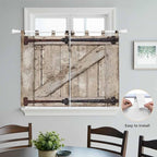 Farmhouse Wood Grain Bedroom Curtains 63 Inch Length, Window Curtains Tab Top, Vintage Country Barn Gate Brown Light Filtering Window Treatments Drapes 42"x63" 2 Panel