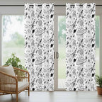 Cartoon Space Outdoor Curtains for Patio Rockets Astronauts Planets Black Waterproof Outside Curtains with Grommet Top Weatherproof Curtain for Cabana Pergola Gazebo, 1 Panel, 54" W x 108" L
