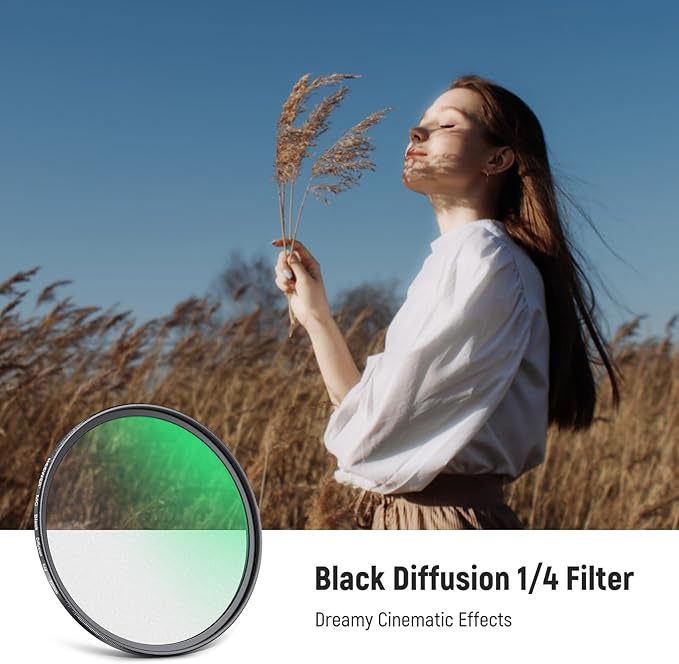 NEEWER 72mm Black Diffusion 1/4 Filter Dreamy Soft Cinematic Effect Filter Ultra Slim Water Repellent Scratch Resistant Optical Glass Multiple Nano Coatings for Video/Vlog/Portrait Photography