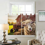 Farm Sheep Kitchen Curtains 45 Inch Length, Short Cafe Window Curtains Tab Top, Farmhouse Barn Funny Animals Butterfly Light Filtering Window Treatments Tier Drapes 27.5"x45" 2 Panel