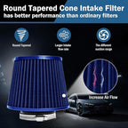 Universal Clamp-On Air Intake Filter, High Performance, Washable Filter, Replacement Air Filter, Flange Diameter 4inch/100mm (Blue)