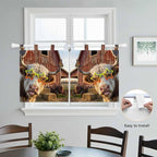 Farm Yaks Kitchen Curtains 24 Inch Length, Small Window Curtains Tab Top, Farmhouse Barn Funny Animals Butterfly Light Filtering Short Window Treatments Tier Drapes 27.5"x24" 2 Panel