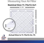 Filter King 11.75x13.5x1 Air Filter | 4-PACK | Carbon MERV 8 HVAC Pleated A/C Furnace Filters | MADE IN USA | Actual Size: 11.75 x 13.5 x .75"