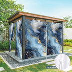Marble Texture Outdoor Curtains for Patio Abstract Gradient Blue Golden Gorgeous Waterproof Outside Curtains with Grommet Top Weatherproof Curtain for Cabana Pergola Gazebo, 1 Panel, 54" W x 108" L
