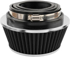 AUTOKAY Universal Clamp-On Air Filter Round Reverse Tapered Washable Filter 3 in/3.5 in/4 in Flange ID, 2.625 in (67 mm) Height, 6 in (152 mm) Base, 4.75 in Top, SPE-8161, Black