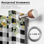 Sunflowers Outdoor Curtains for Patio Summer Floral Eucalyptus Leaf Buffalo Check Waterproof Outside Curtains with Grommet Top Weatherproof Curtain for Cabana Pergola Gazebo, 1 Panel, 54" W x 95" L