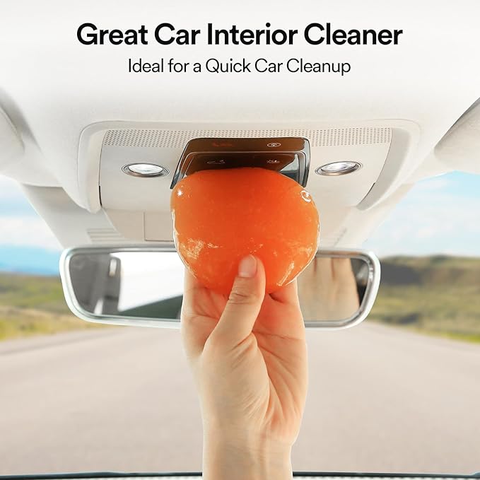 PULIDIKI Car Cleaning Gel for Car Cleaning Putty Car Putty Auto Detailing Tools Car Slime Cleaner Dust Cleaning Gel for Car Interior Cleaner Car Accessories Keyboard Cleaner Orange (2Pack)