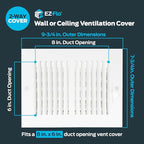 EZ-FLO 8 x 6 Inch (Duct Opening) Air Vent Cover for Wall or Ceiling, Two-Way Ventilation Register, Solid Steel HVAC Register Cover, White, 61661