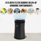 Air Purifier for Home Large Room – 5-in-1 HEPA Filter System, Covers Up to 500 Sq Ft for New Home for Allergies, Pets, Smoke, Remove Dust & Odor, Quiet, High Filtration Efficiency – SILVERONYX, Black