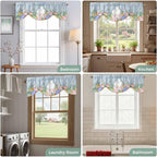 Spring Easter Tie Up Valance Curtains for Windows, Kitchen Curtains Window Shades, Rabbit Ears Foot Colorful Eggs Wooden Plank Light Filtering Roman Curtain Valances for Bedroom/Bathroom/Cafe 54"x18"