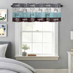 Laundry Rules Valances for Windows, Retro Blue White Wood Board Grain Kitchen Valance Light Filtering Rod Pocket Short Curtains for Kitchen Bathroom, 1 Panel, 56"x16"