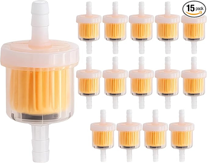 15PCS 1/4 Inch Gas Inline Fuel Filters, with magnet, Universal for Stratton Small Engine, Kohler, Kawasaki, Birggs, John Deere, Gasoline Generator Lawn Mower Motorcycle