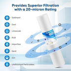 PUREPLUS 20 Micron 20" x 4.5" Whole House Sediment Home Water Filter Replacement Cartridge, Compatible with DGD-5005-20, AP810-2, P5-20BB, FP25B, FPMB5-20, 155358-43, SDC-45-2005, 2 Pack