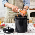 Plexon Black Metal Compost Bin with Airflow Lid and Charcoal Filter, 1.5 Gallon, Compost Pail for Kitchen Countertop