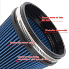 MUGE RACING 6" 152 mm High Flow Inlet Air Filter, Air Intake Cone Filter Replacement Performance Washable Clamp-On Dry, 6'' Tall(Blue)