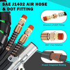 CheeMuii 15 FT Semi Truck Air Line Kit with Gladhands, Air Line Holder, Springs & 7 Way Trailer Cord