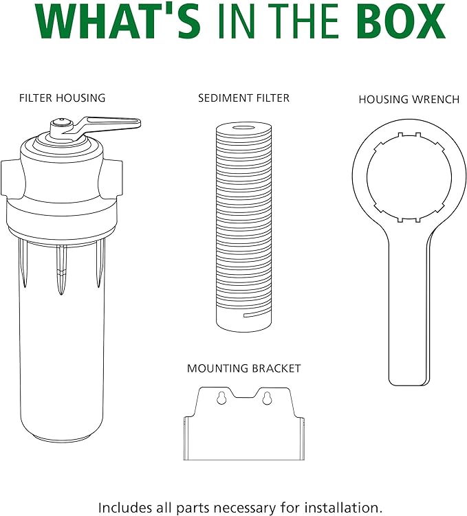 AO Smith Whole House Water Sediment Filter - Valve-in-Head Single-Stage Filtration System - NSF Certified - AO-WH-PREV